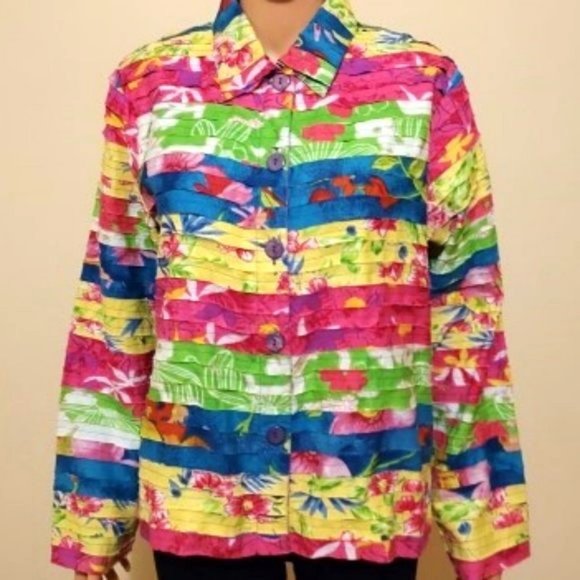 VTG 90s Keren Hart Rainbow Colors with Blue Polyester Lining Jacket Size S NWOT - Picture 1 of 4